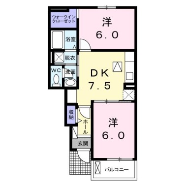 ポワールI 102の間取り図