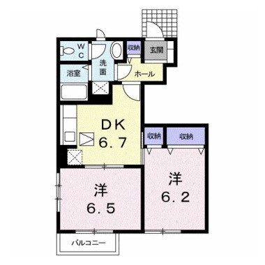 アビタシオン勝瑞E 102の間取り図