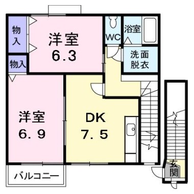 Vシャトー アロースリーII 202の間取り図