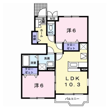 エスペランスB 101の間取り図