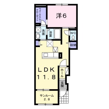 ハピネス 北島D 102の間取り図