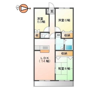 グランコート鈴の宮 207の間取り図