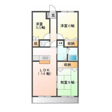 グランコート鈴の宮 302の間取り図