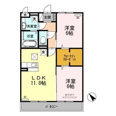 アーバンコート沖洲 二番館 102の間取り図