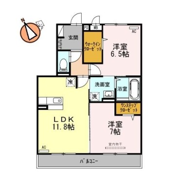 アーバンコート沖洲 二番館 203の間取り図