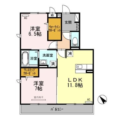 アーバンコート沖洲 二番館 205の間取り図