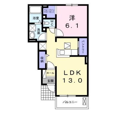 フルール 蘭B 102の間取り図