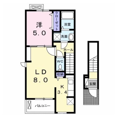 グランディール沖洲 A 201の間取り図