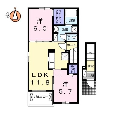 グランディール沖洲 C 201の間取り図