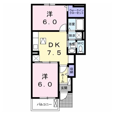 フルール 蘭II B 105の間取り図