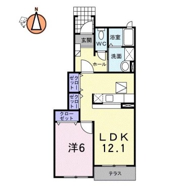 カトル・セゾン II 102の間取り図