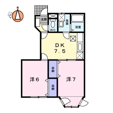 ニュールフランB号館 102の間取り図