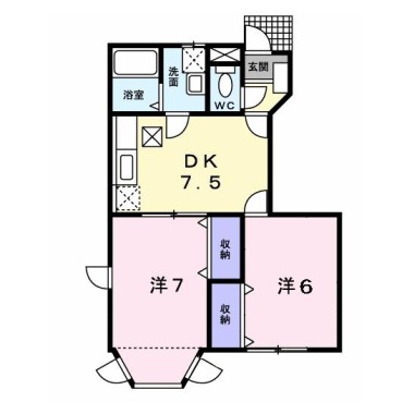 アムール・ハザカB 102の間取り図