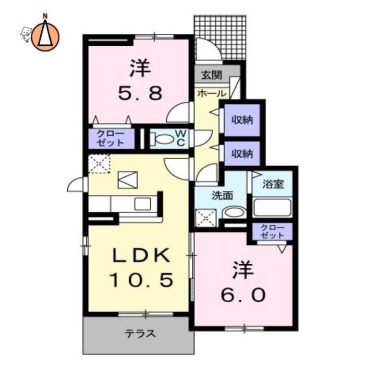 藍らんどこくふA 105の間取り図