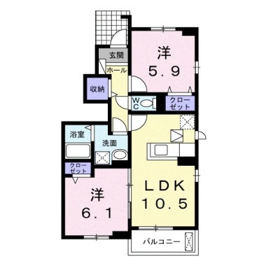 ハーベスト八万 101の間取り図