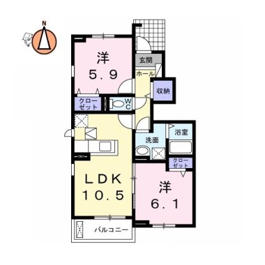 ハーベスト八万 102の間取り図