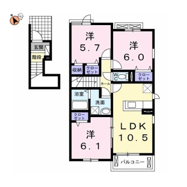 ハーベスト八万 201の間取り図