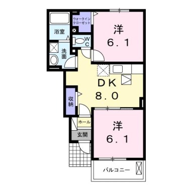 ルーベル鴨島A 102の間取り図