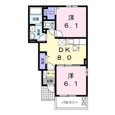 ルーベル鴨島B 105の間取り図