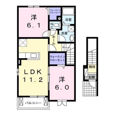ルーベル鴨島B 201の間取り図