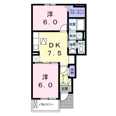 ルーベル鴨島C 102の間取り図