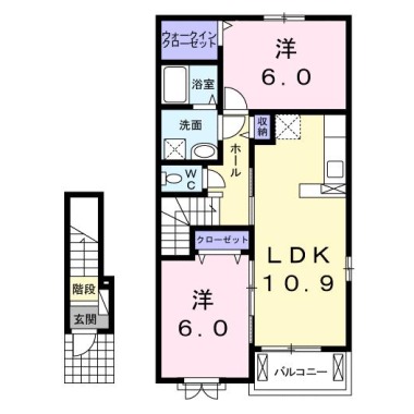 ルーベル鴨島C 205の間取り図