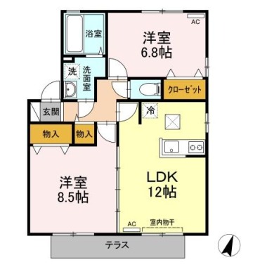 メゾン・ラフィーネA棟 B101の間取り図