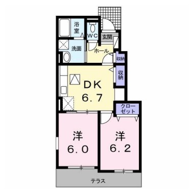 ガーデンヒル 藍住 B 103の間取り図