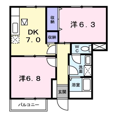 Vシャトー アロースリーI 101の間取り図