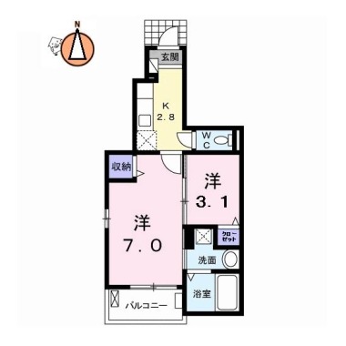 カゼッタ・ウーノ 102の間取り図