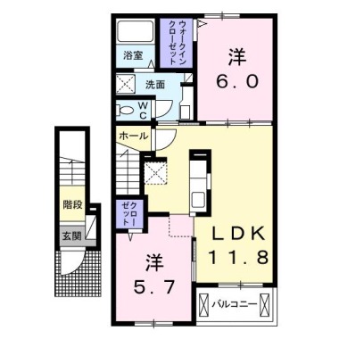 エフォートレス 八万 202の間取り図