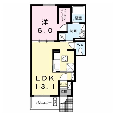 クラール蔵本公園 B 102の間取り図