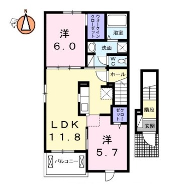 クラール蔵本公園 B 201の間取り図