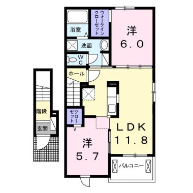 クラール蔵本公園 B 205の間取り図