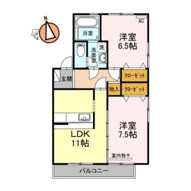 コスモタウンA棟 101の間取り図