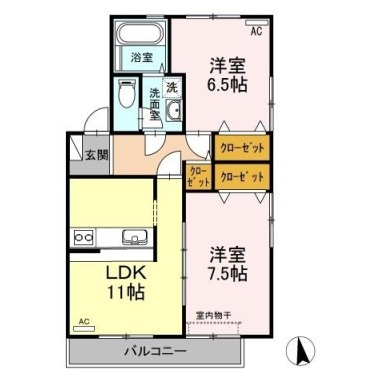 コスモタウンA棟 103の間取り図