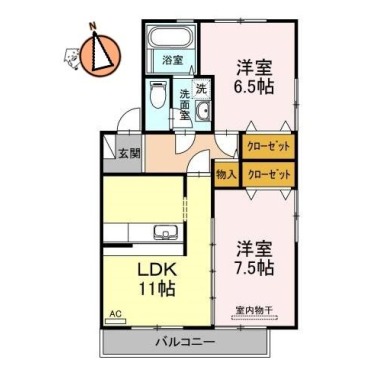 コスモタウンA棟 201の間取り図