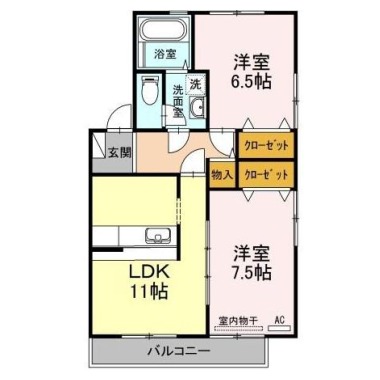 コスモタウンA棟 203の間取り図