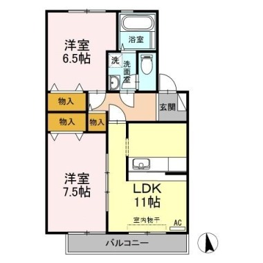 コスモタウンA棟 204の間取り図