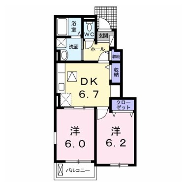 ルシール 鴨島A 105の間取り図