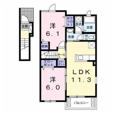 カンパーニュメゾン風雅 A 201の間取り図