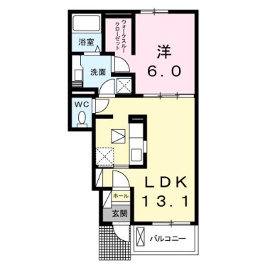 クラール吉野川 B 103の間取り図