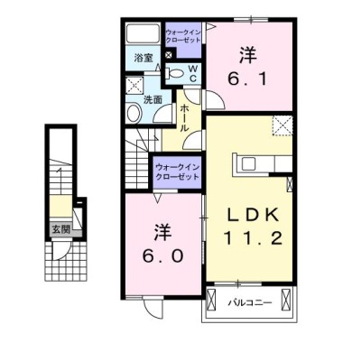 サン サン ブリッジI 202の間取り図