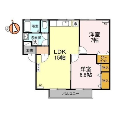 コスモタウンB棟 102の間取り図