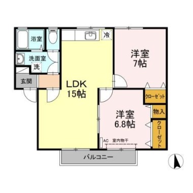 コスモタウンB棟 202の間取り図