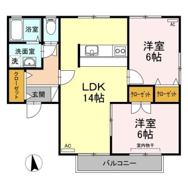 コスモタウンB棟 203の間取り図