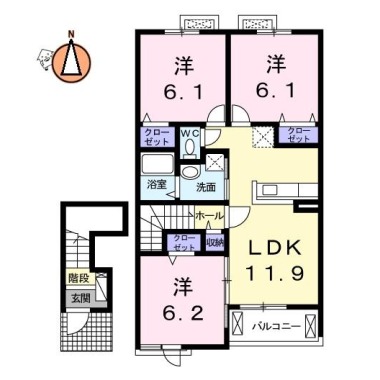 クラール南庄町 A 202の間取り図