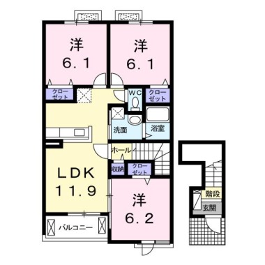 クラール南庄町 B 202の間取り図
