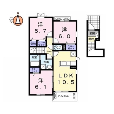 クラール南庄町 C 201の間取り図