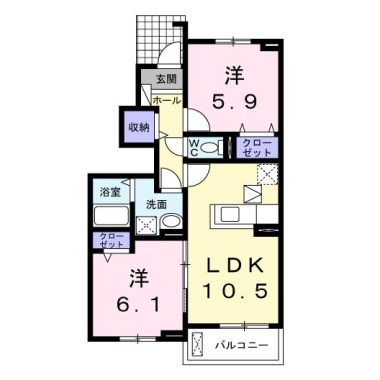 クラール南庄町 D 102の間取り図